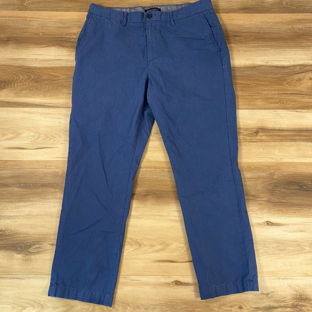 Banana Republic Aiden Fit Mens 35x30 Blue Cotton Slim Chino Pants Textured